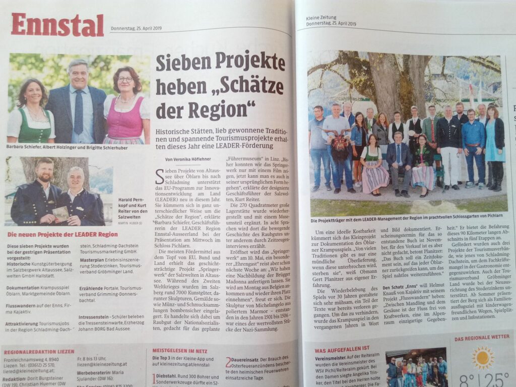 Kleine Zeitung report on the LEADER projects in the Ennstal and Ausseerland